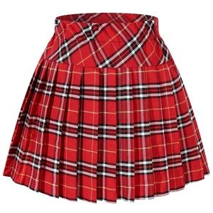 Red Plaid Schoolgirl Skirt